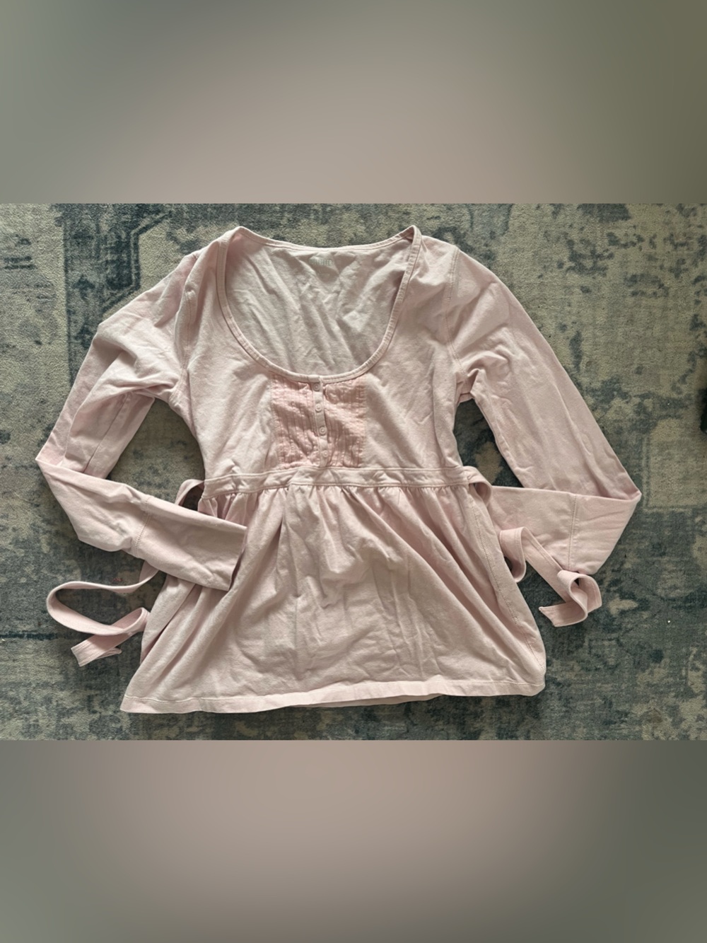Hollister Light Pink Long-Sleeve Tie-Waist Scoop Neck Top